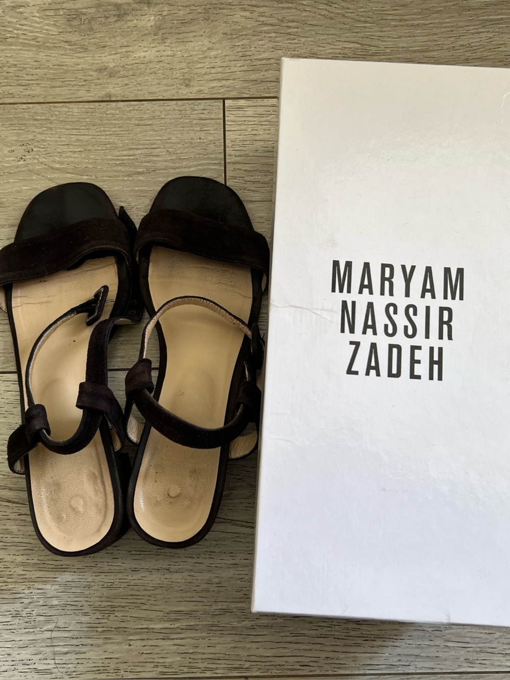 Maryam Nassir Zadeh Navy Suede Women's Open-Toe Sandals